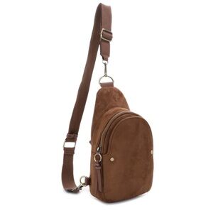 Mali + Lili Gabrielle Suede Sling Bag Brown Crossbody Purse NWT Sold Out